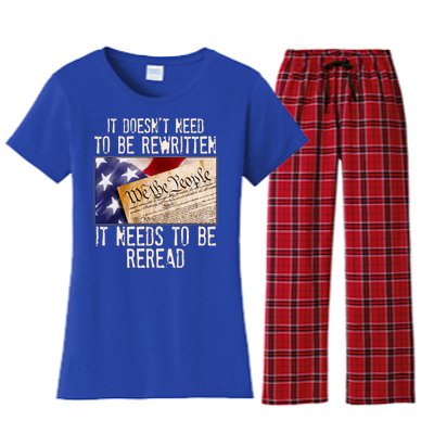 The Constitution It Doesnt Need To Be Rewritten It Needs To Be Reread Women's Flannel Pajama Set