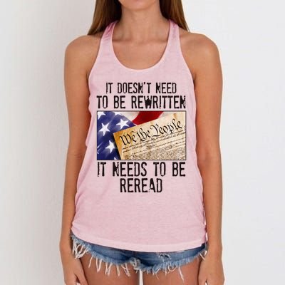 The Constitution It Doesnt Need To Be Rewritten It Needs To Be Reread Women's Knotted Racerback Tank