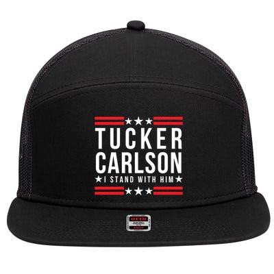 Tucker Carlson I Stand With Him, Men Women, I Stand With Tucker Carlson 7 Panel Mesh Trucker Snapback Hat