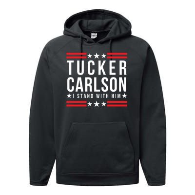 Tucker Carlson I Stand With Him, Men Women, I Stand With Tucker Carlson Performance Fleece Hoodie