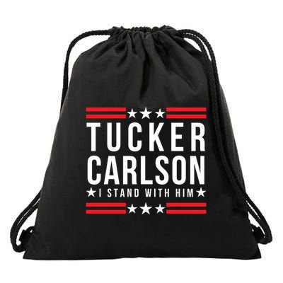 Tucker Carlson I Stand With Him, Men Women, I Stand With Tucker Carlson Drawstring Bag