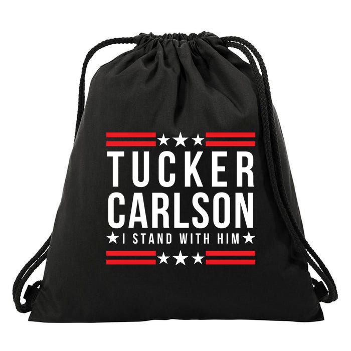 Tucker Carlson I Stand With Him, Men Women, I Stand With Tucker Carlson Drawstring Bag