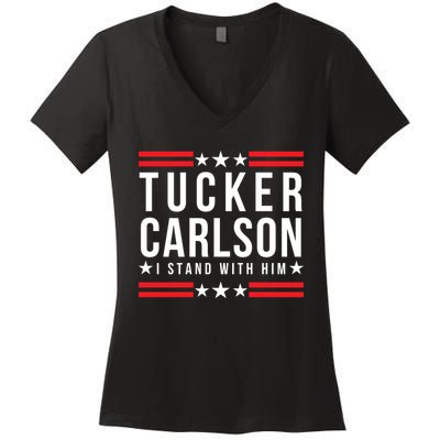 Tucker Carlson I Stand With Him, Men Women, I Stand With Tucker Carlson Women's V-Neck T-Shirt