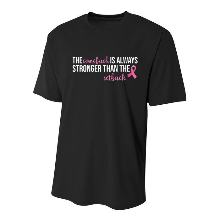 The Comeback Is Always Stronger Than Setback Breast Cancer Youth Performance Sprint T-Shirt