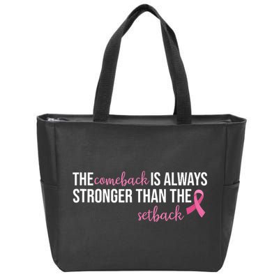 The Comeback Is Always Stronger Than Setback Breast Cancer Zip Tote Bag