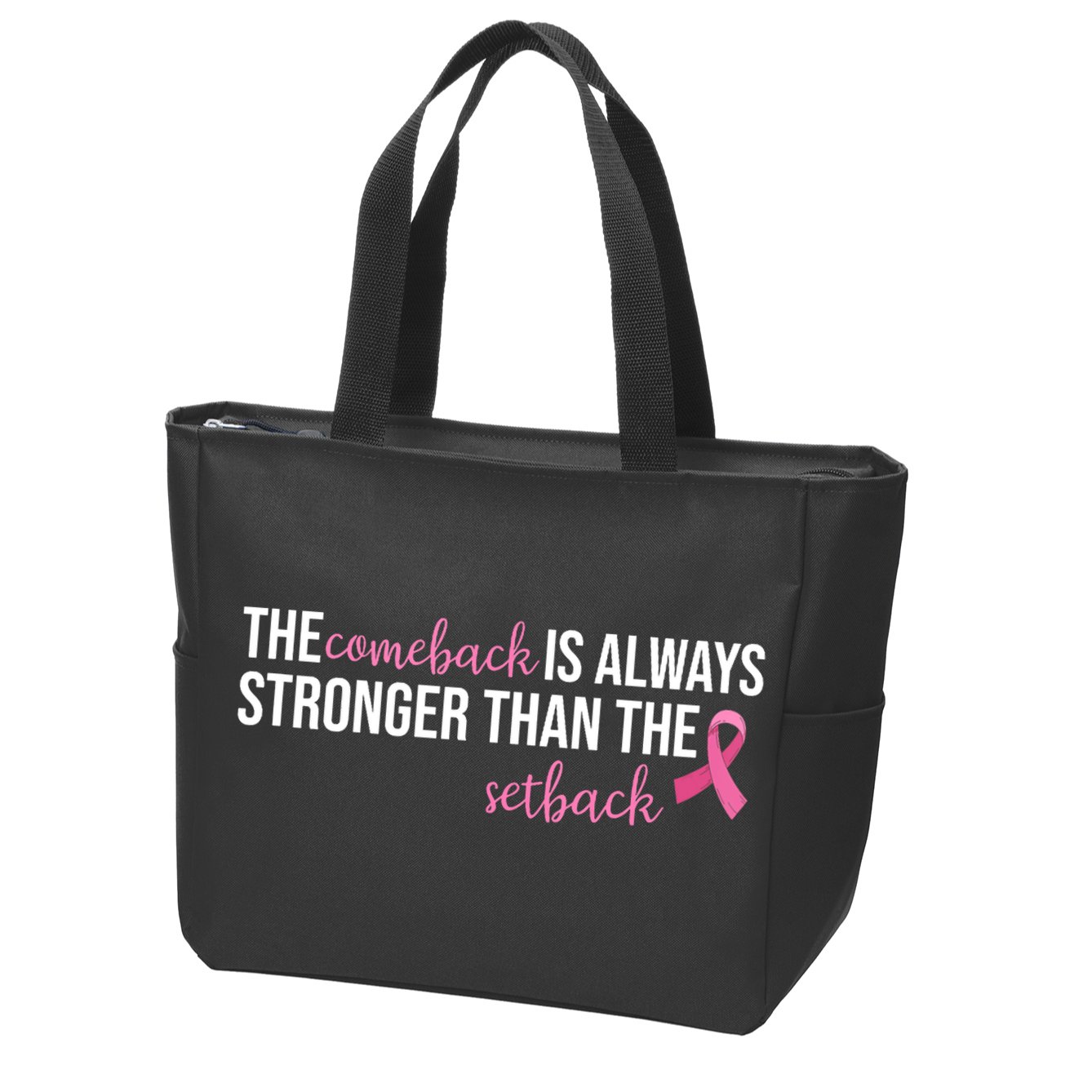 The Comeback Is Always Stronger Than Setback Breast Cancer Zip Tote Bag