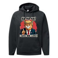 Trump Cat I Have Nine LivesTrump For Halloween 24 Performance Fleece Hoodie