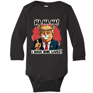 Trump Cat I Have Nine LivesTrump For Halloween 24 Baby Long Sleeve Bodysuit