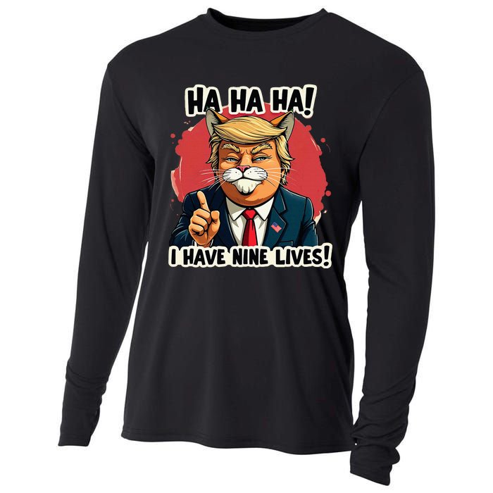 Trump Cat I Have Nine LivesTrump For Halloween 24 Cooling Performance Long Sleeve Crew