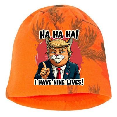 Trump Cat I Have Nine LivesTrump For Halloween 24 Kati - Camo Knit Beanie