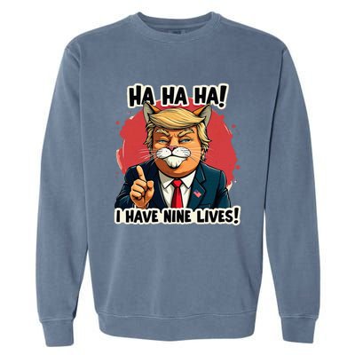 Trump Cat I Have Nine LivesTrump For Halloween 24 Garment-Dyed Sweatshirt