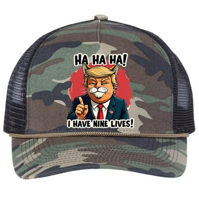 Trump Cat I Have Nine LivesTrump For Halloween 24 Retro Rope Trucker Hat Cap