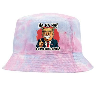 Trump Cat I Have Nine LivesTrump For Halloween 24 Tie-Dyed Bucket Hat