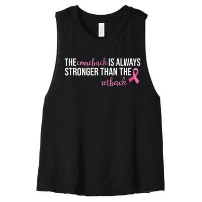 The Comeback Is Always Stronger Than Setback Breast Cancer Women's Racerback Cropped Tank