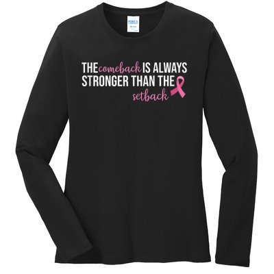 The Comeback Is Always Stronger Than Setback Breast Cancer Ladies Long Sleeve Shirt