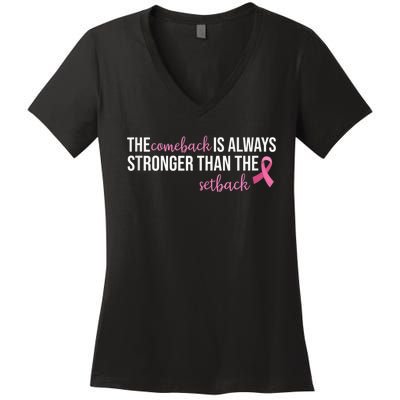 The Comeback Is Always Stronger Than Setback Breast Cancer Women's V-Neck T-Shirt