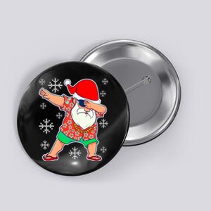 Tropical Christmas In July Dabbing Santa Christmas Summer Tropical Hawaiian Xmas Button