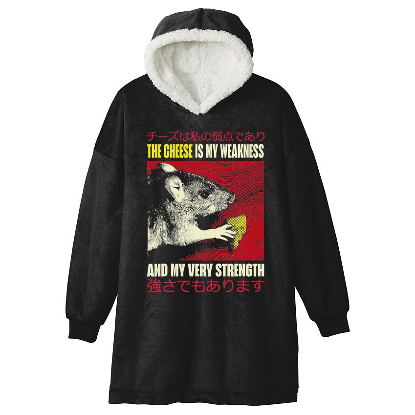 The Cheese Is My Weakness And My Very Strength Rat Japanese Hooded Wearable Blanket