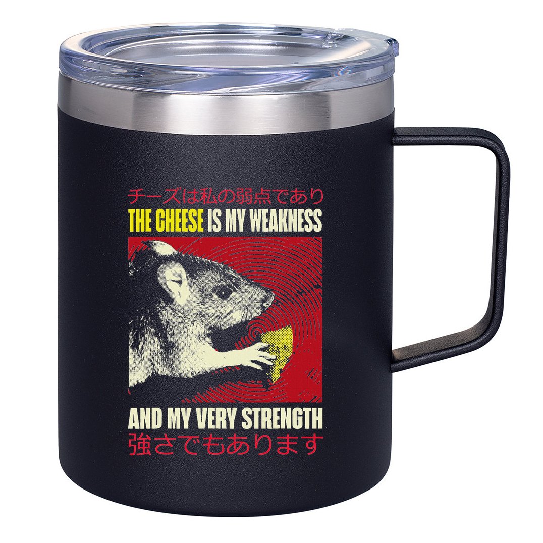 The Cheese Is My Weakness And My Very Strength Rat Japanese 12oz Stainless Steel Coffee Mug