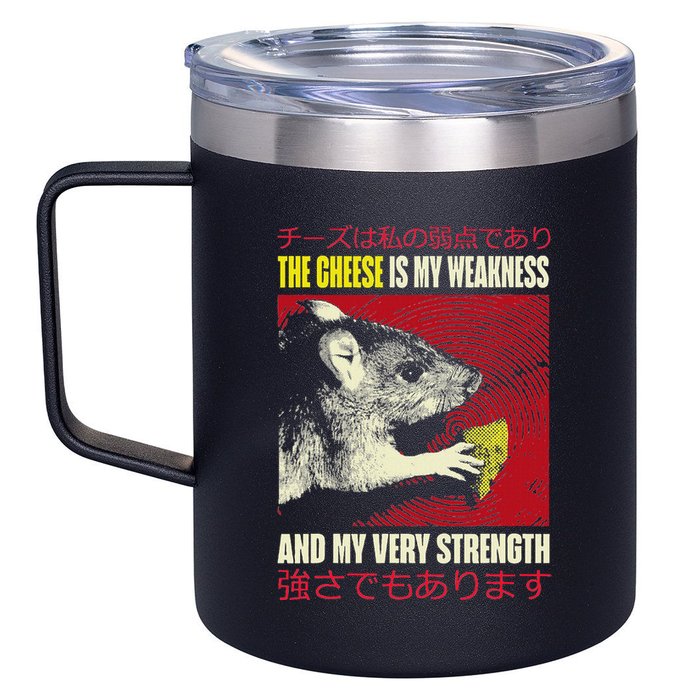 The Cheese Is My Weakness And My Very Strength Rat Japanese 12oz Stainless Steel Coffee Mug