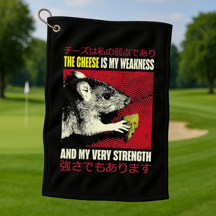 The Cheese Is My Weakness And My Very Strength Rat Japanese Golf Towel