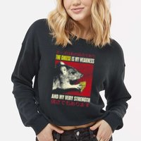 The Cheese Is My Weakness And My Very Strength Rat Japanese Cropped Pullover Crew
