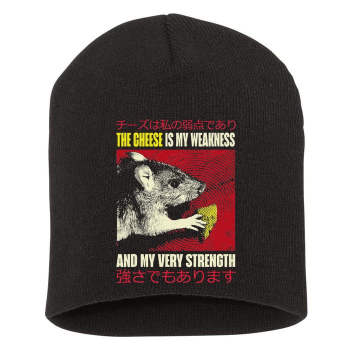The Cheese Is My Weakness And My Very Strength Rat Japanese Short Acrylic Beanie