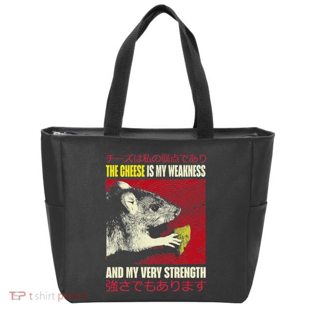 The Cheese Is My Weakness And My Very Strength Rat Japanese Zip Tote Bag