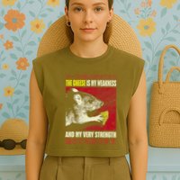 The Cheese Is My Weakness And My Very Strength Rat Japanese Garment-Dyed Women's Muscle Tee