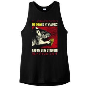 The Cheese Is My Weakness And My Very Strength Rat Japanese Ladies PosiCharge Tri-Blend Wicking Tank