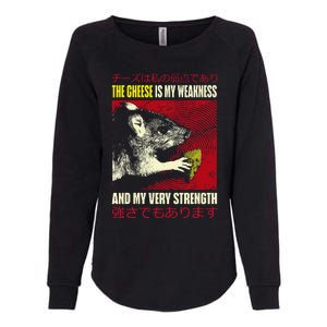 The Cheese Is My Weakness And My Very Strength Rat Japanese Womens California Wash Sweatshirt