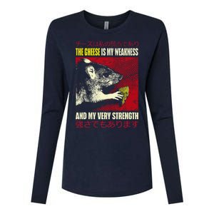 The Cheese Is My Weakness And My Very Strength Rat Japanese Womens Cotton Relaxed Long Sleeve T-Shirt