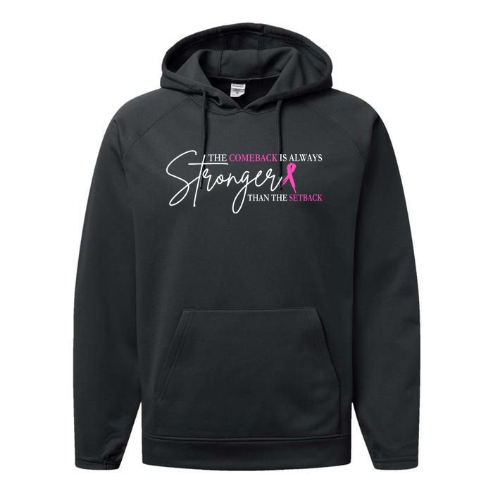 The Comeback Is Always Stronger Than The Set Back Breast Cancer Performance Fleece Hoodie