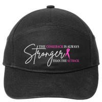 The Comeback Is Always Stronger Than The Set Back Breast Cancer 7-Panel Snapback Hat