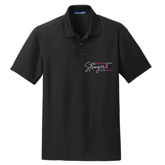 The Comeback Is Always Stronger Than The Set Back Breast Cancer Dry Zone Grid Polo