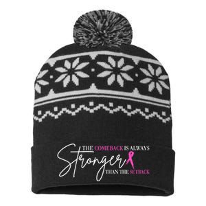 The Comeback Is Always Stronger Than The Set Back Breast Cancer USA-Made Snowflake Beanie