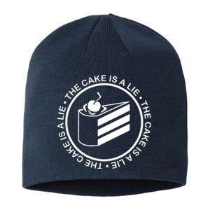 The Cake Is A Lie Portal Sustainable Beanie