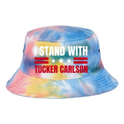 Tucker Carlson I Stand With Him, Men Women, I Stand With Tucker Carlson Tie Dye Newport Bucket Hat