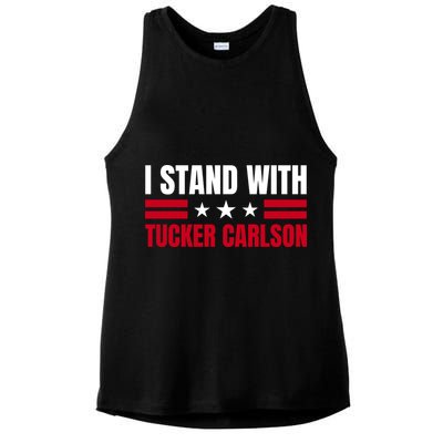 Tucker Carlson I Stand With Him, Men Women, I Stand With Tucker Carlson Ladies PosiCharge Tri-Blend Wicking Tank