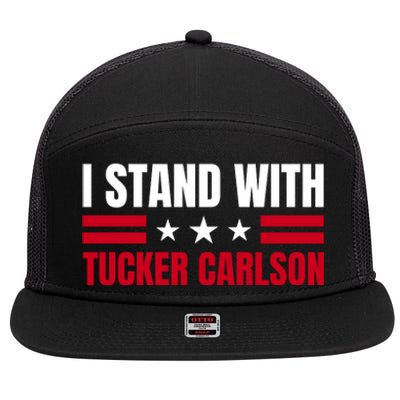 Tucker Carlson I Stand With Him, Men Women, I Stand With Tucker Carlson 7 Panel Mesh Trucker Snapback Hat