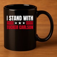 Tucker Carlson I Stand With Him, Men Women, I Stand With Tucker Carlson 11oz C Handle Ceramic Mug