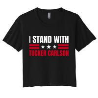 Tucker Carlson I Stand With Him, Men Women, I Stand With Tucker Carlson Women's Crop Top Tee