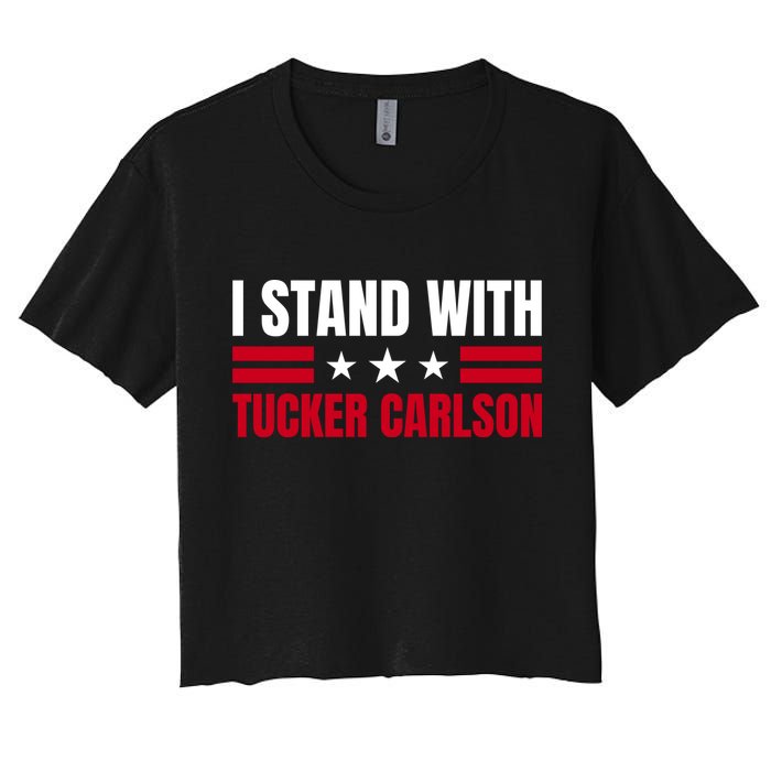 Tucker Carlson I Stand With Him, Men Women, I Stand With Tucker Carlson Women's Crop Top Tee