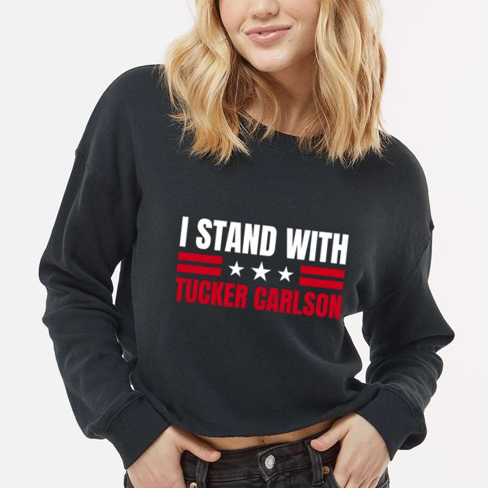 Tucker Carlson I Stand With Him, Men Women, I Stand With Tucker Carlson Cropped Pullover Crew