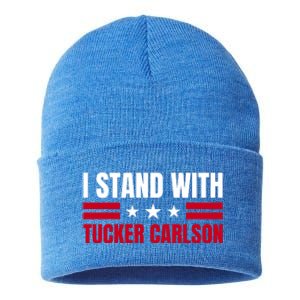 Tucker Carlson I Stand With Him, Men Women, I Stand With Tucker Carlson Sustainable Knit Beanie