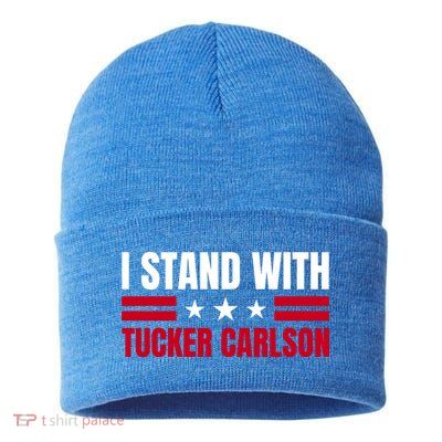 Tucker Carlson I Stand With Him, Men Women, I Stand With Tucker Carlson Sustainable Knit Beanie