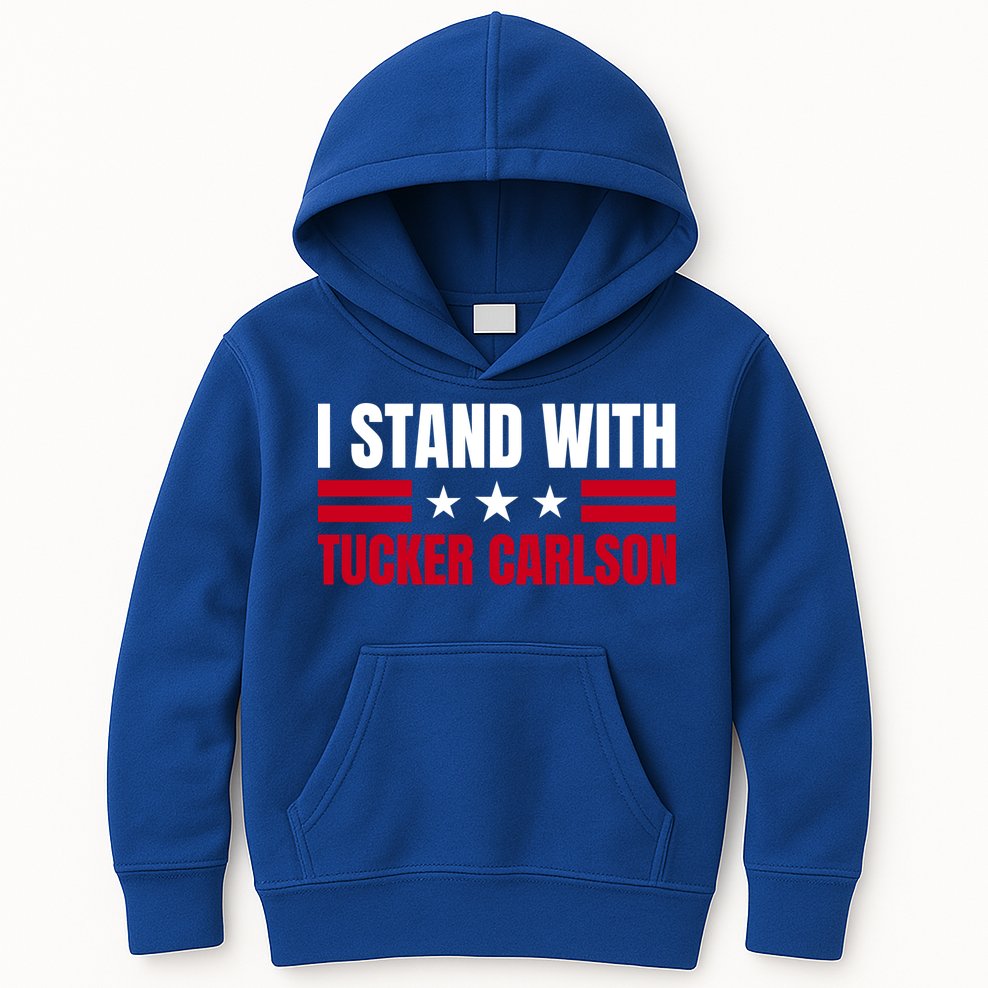 Tucker Carlson I Stand With Him, Men Women, I Stand With Tucker Carlson Kids Hoodie