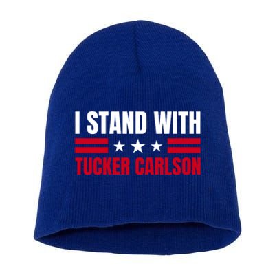 Tucker Carlson I Stand With Him, Men Women, I Stand With Tucker Carlson Short Acrylic Beanie