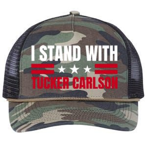 Tucker Carlson I Stand With Him, Men Women, I Stand With Tucker Carlson Retro Rope Trucker Hat Cap