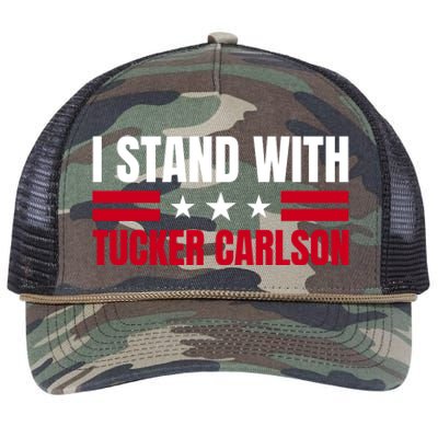 Tucker Carlson I Stand With Him, Men Women, I Stand With Tucker Carlson Retro Rope Trucker Hat Cap